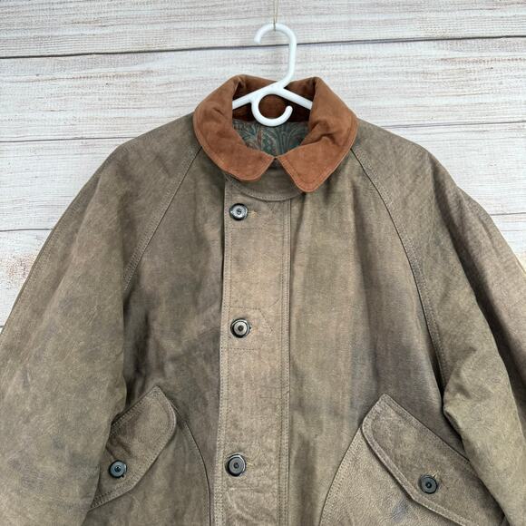 Vintage Echtes Leder Explorer Cargo Leather Jacket Mens XL Tan Gray Suede Collar - Picture 3 of 13